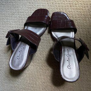 Amelia Grace Brown Faux Snakeskin 6.5 M High Heel Sandals